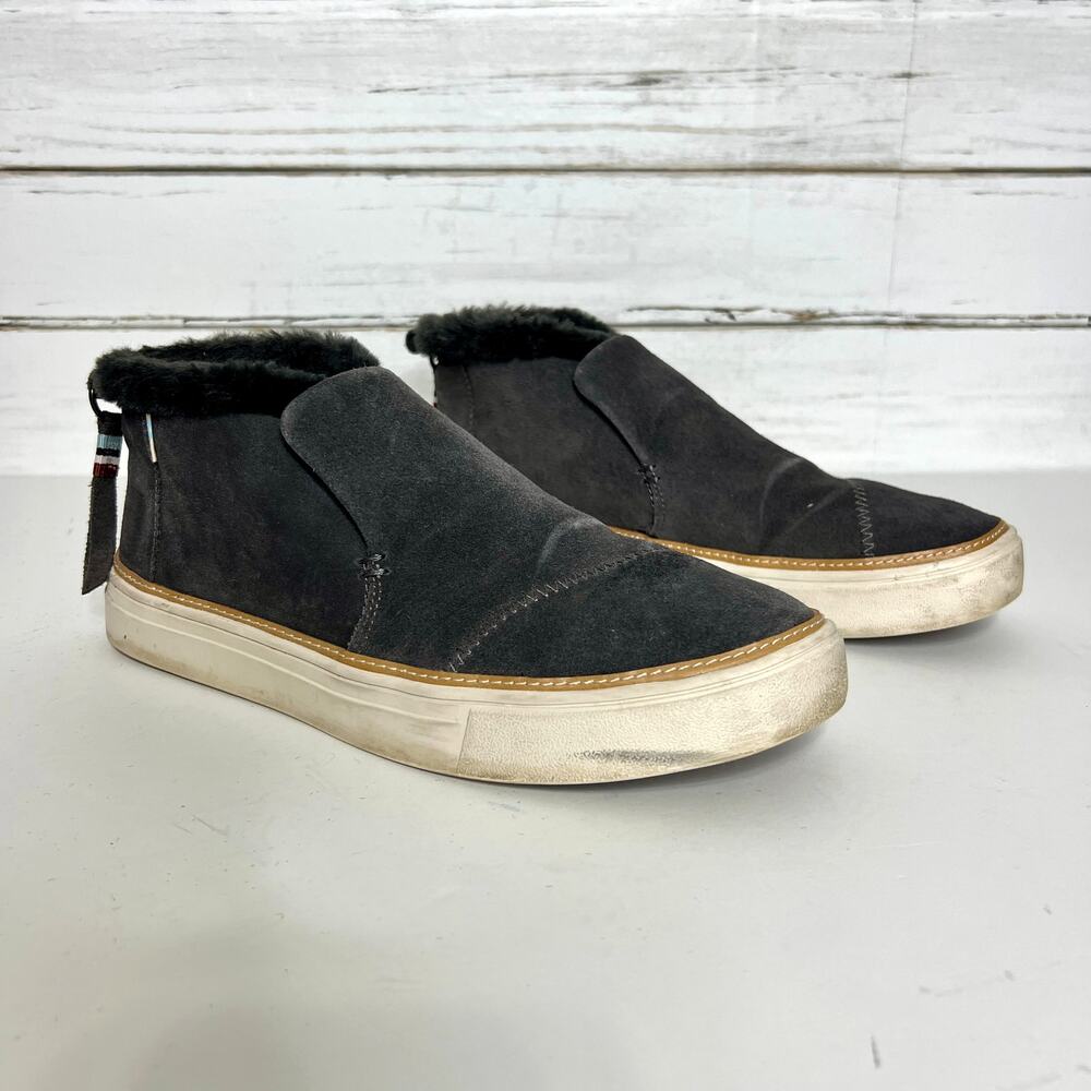 Toms Paxton Grey Suede Slip On Sneaker Shoe Size 8.5